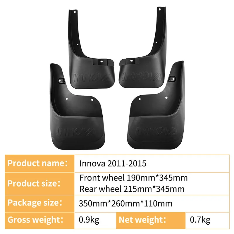 Mudguards For TOYOTA INNOVA 2011-2015 Fender Skin Car Tire Fenders Auto Replacement Accessories