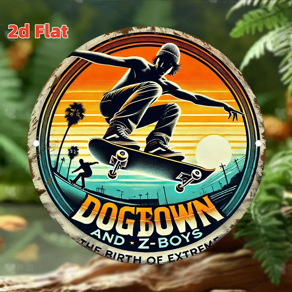 1pc 2D Flat Dogtown Z-Boys Vintage Skateboard Metal Sign - 7.87x7