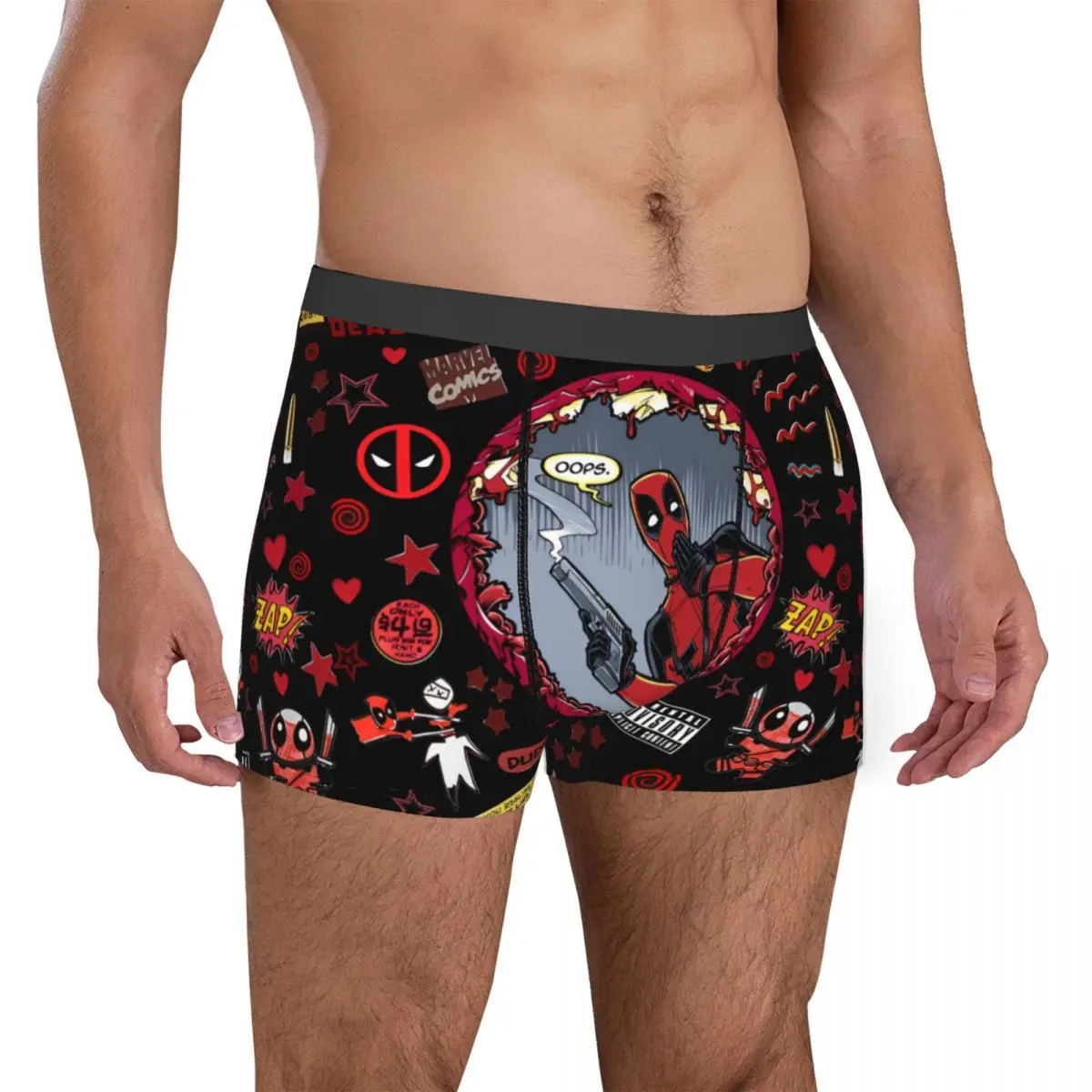 Man Boxer Briefs Deadpool Collage Poster Boxers Pants Novelty Underpants Cartoon Anime Cool