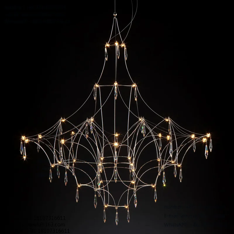 

Gypsy star firefly crystal chandelier empty living room duplex stairwell