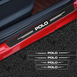 Carbon Fiber Anti-Scratch Scuff Pedal para carro, Porta Sill Protector Adesivos, Acessórios Decalque, Polo 6R, 6N, 6N2, 6C, 9N, 9N3, R Line