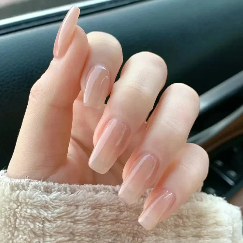 

24Ps/Set Pure Desire Nude Colour Press on Nail Brightening Skin Tone Wearing False Nails Simple Sweet Girl Medium Fake Nail Tips