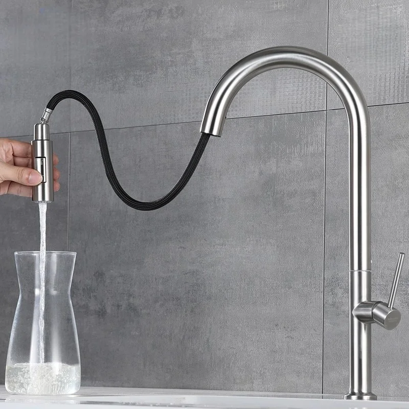 

Nickel Pull Out Kitchen Faucet Brushed Gold Sink Faucet Mixer Tap 360 degree rotation torneira cozinha mixer taps Kitchen Tap