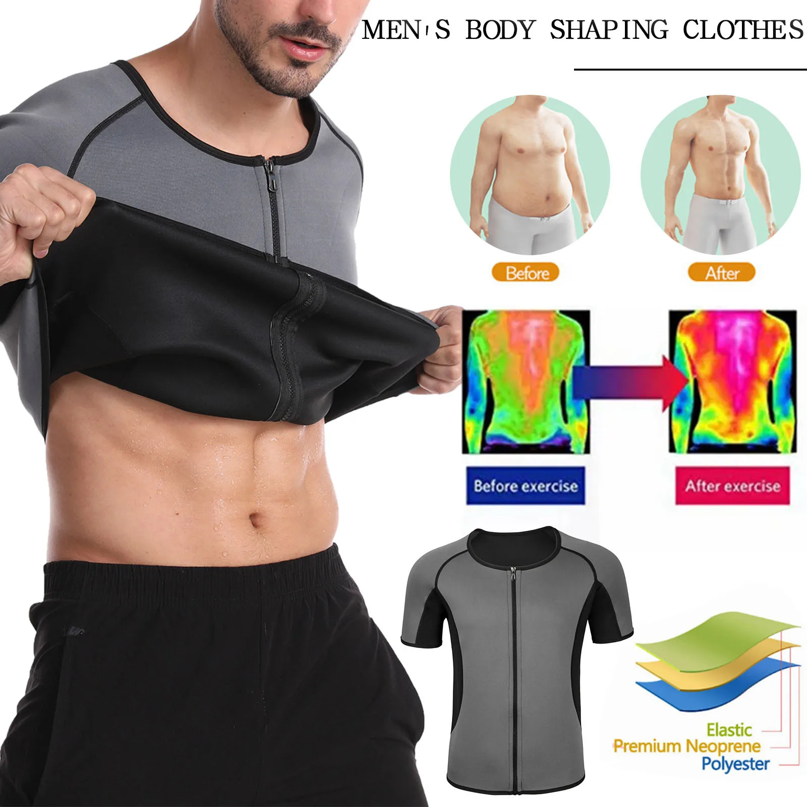 

Men Fitness Sweat Shirt Large Size Sports Short Sleeves Shapewear Shirt Elastic Print Camisa Social dress shirt Beach Vintage