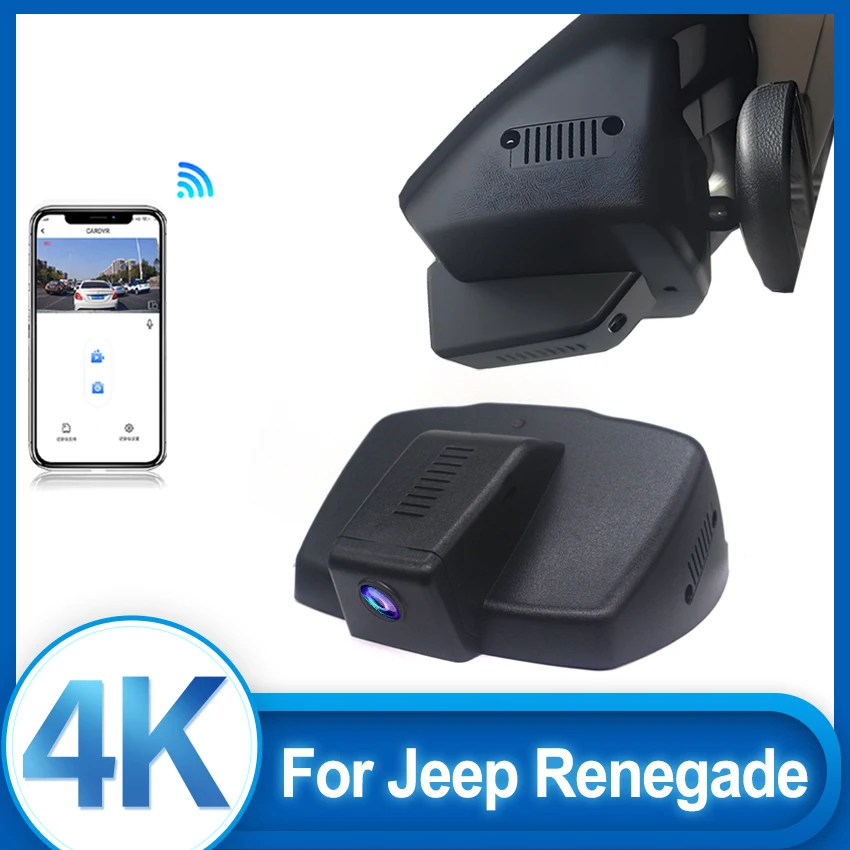 4K 2160P Plug and Play Car DVR Video Recorder WiFi Dash Cam Camera For Jeep Renegade 2015 to 2022 Night Vision App Control