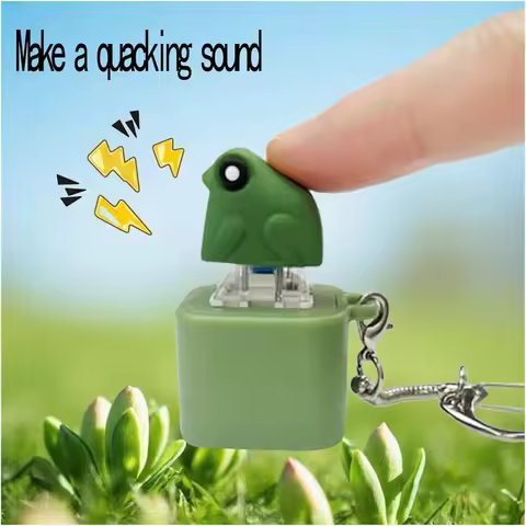 Funny Croaking Frog Duck Keychain Rechargeable Keyboard Fidget Clicker Sound Keyring With LED Light For Stress Relief