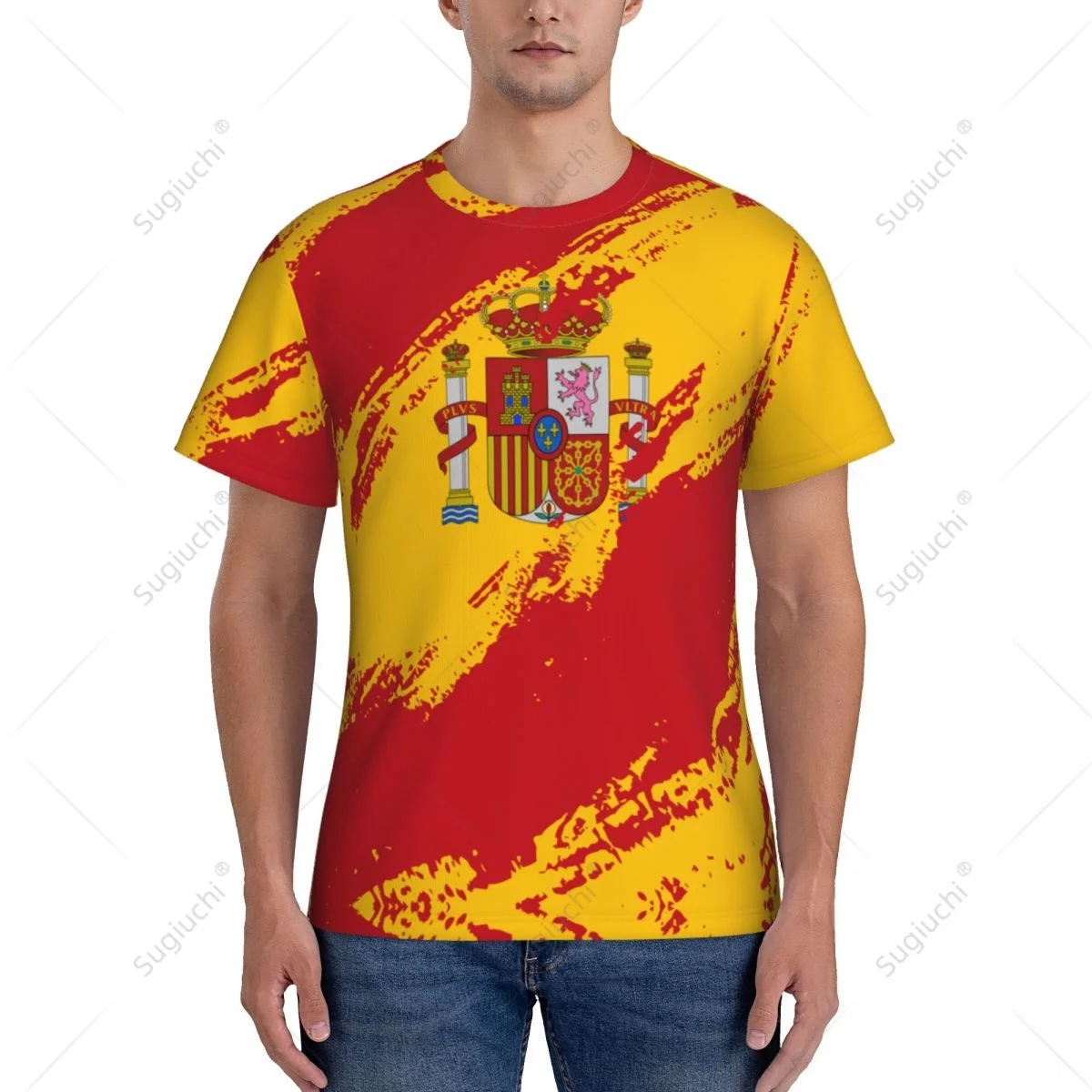 Custom Name Nunber Spain Flag Color Men Tight Sports T-shirt Women Tees jersey For Soccer Football Fans