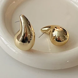 Statement Earrings for Women Golden Color Metal Vintage Water-drop Stud Earrings Simple Trendy Wedding Party Jewelry Gift