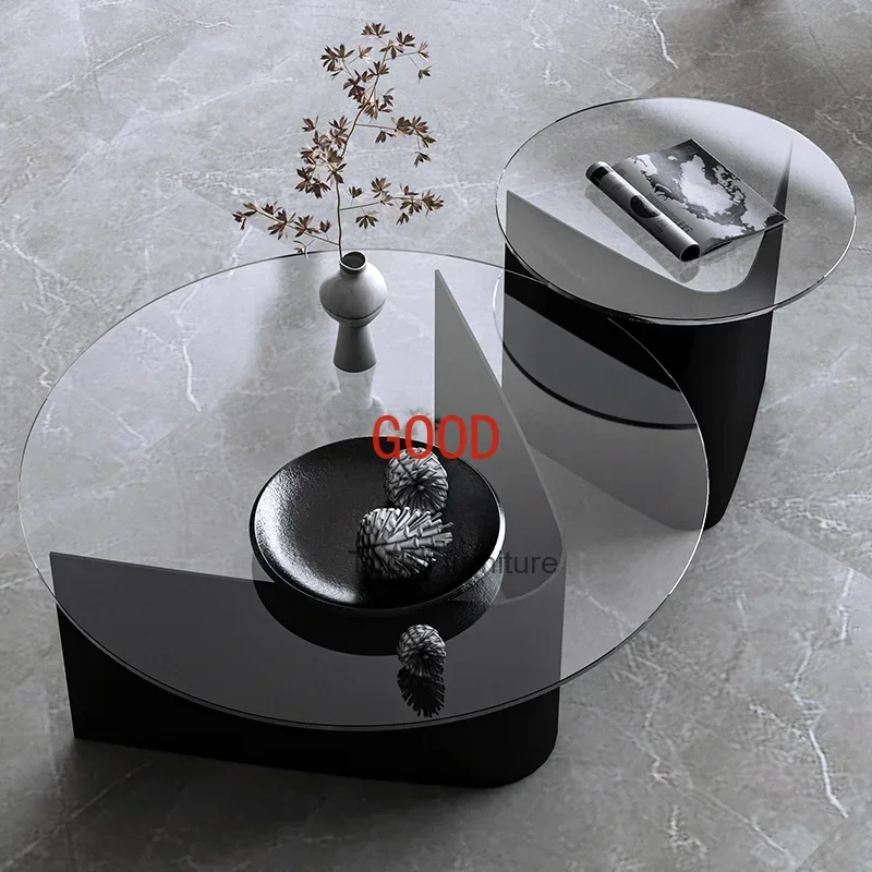 

Luxury Center Coffee Tables Modern Large Lateral Unique Bistro Glass Coffee Tables Designer Black Muebles Living Room Furniture