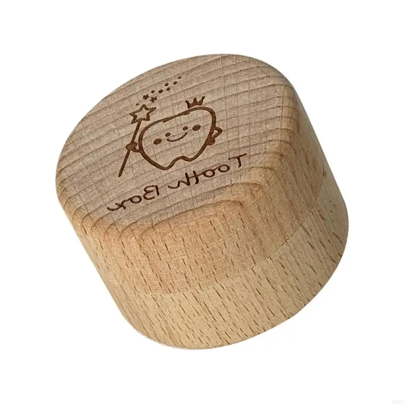 Y88D مجموعة واحدة من حامل أسنان الطفل الخشبي الطبيعي مع صندوق أكريليك شفاف #2