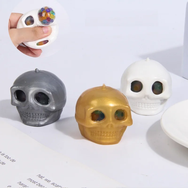 Skull Eyes Brain Stressbälle, Fidget-Spielzeug, sensorische Stresslinderung, Angsttherapie, Rebound-Quetschball für Halloween – Detail 4