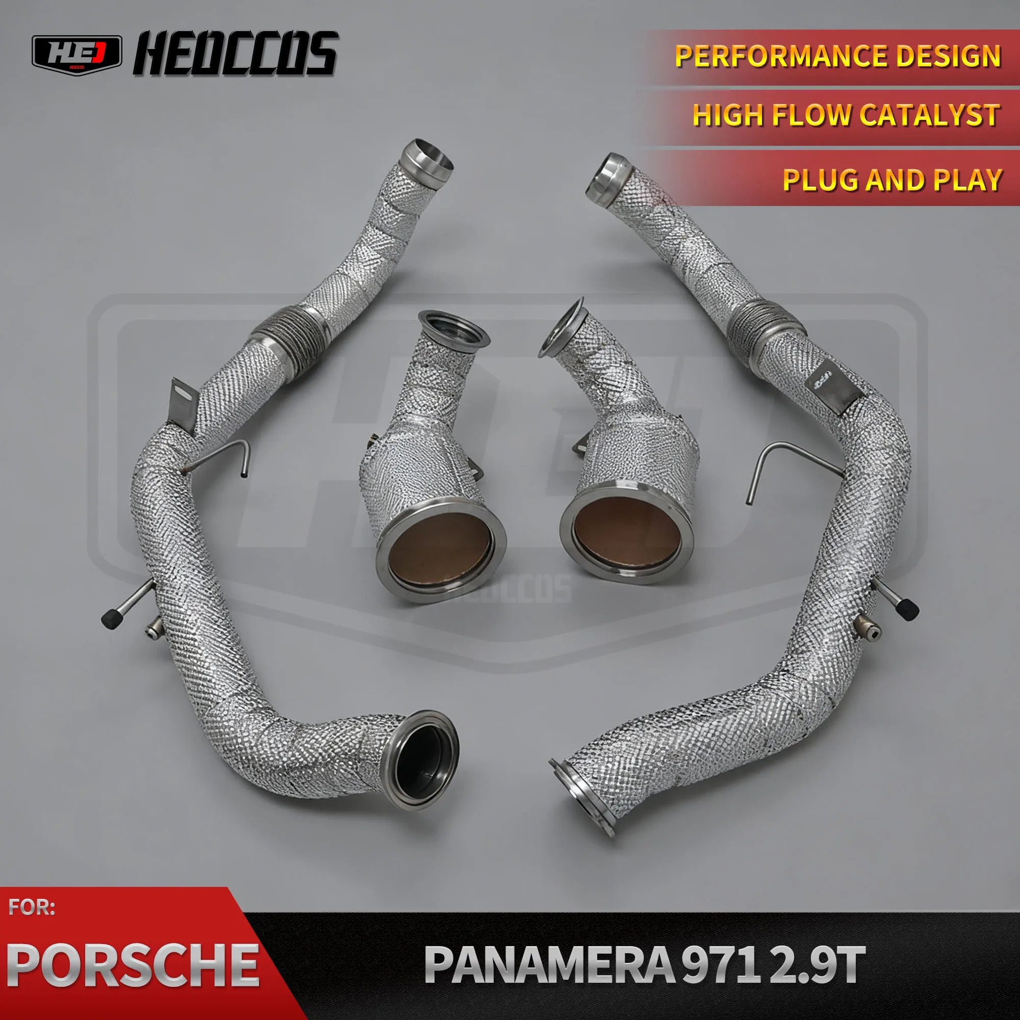 

HEO Race Sport Header Downpipe с 4-ячечным катализатором для Porsche Panamera 971 2.9T/4.0T 2017 + бесплатный глушитель расходной трубы