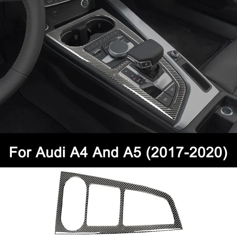 

For Audi A4 and A5 2017-2020 (B9 F5) Premium Carbon Fiber Car Gear Shift Cup Holder Panel Sticker, Interior Auto Accessories