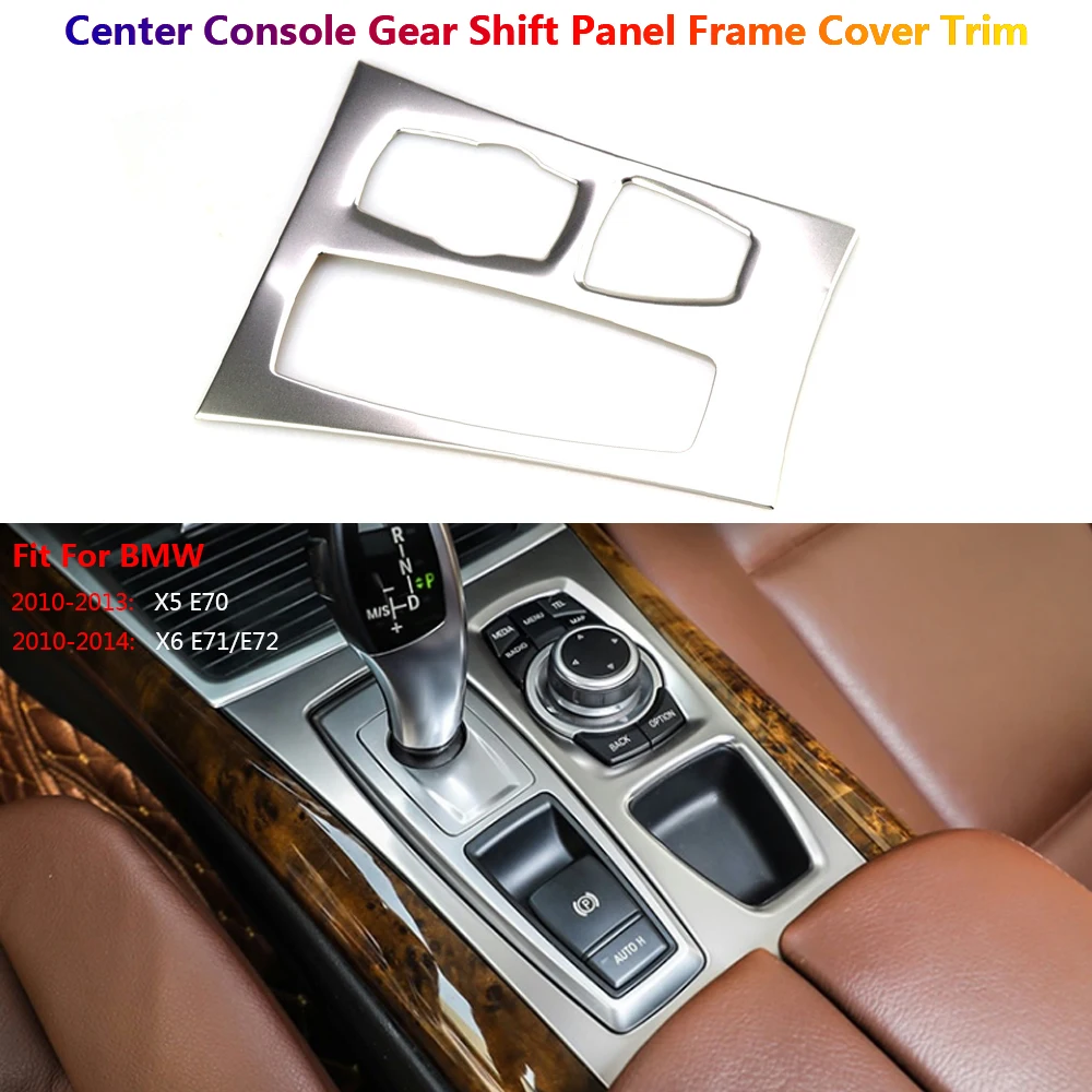 

Stainless Steel Car Gear Shift Knob Pannel Frame Cover Trims For BMW X5 E70 X6 E71 2010-2014 Interior Decorations Stickers Auto