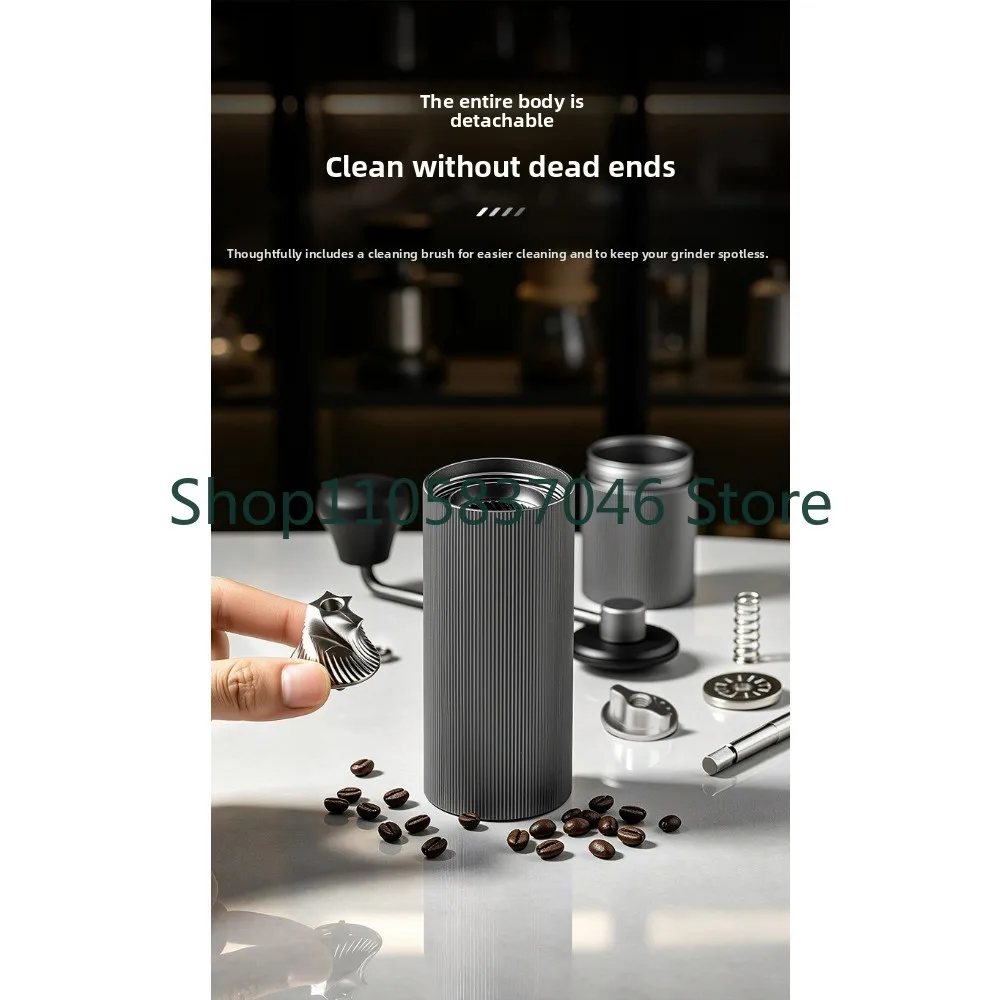 Hand cranked bean grinder, coffee bean grinder, portable coffee machine, aluminum alloy automatic grinding powder machine