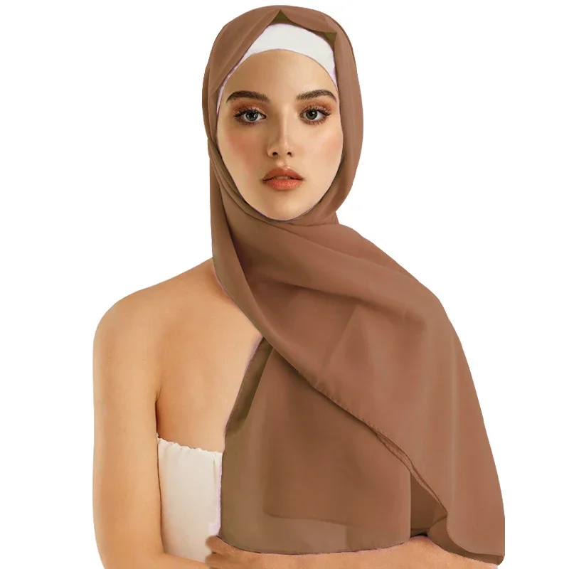 مسلم الشيفون الحجاب وشاح المرأة طويلة بلون رئيس التفاف للنساء الحجاب والأوشحة السيدات مسلم الحجاب جيرسي الحجاب 170*70 سنتيمتر
