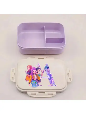 Kpop Demon Hunters Bento Lunch Box Anime Huntrix Letter A-Z Food Containers Kids School Picnic Lunchbox Office Dinner Case Gift