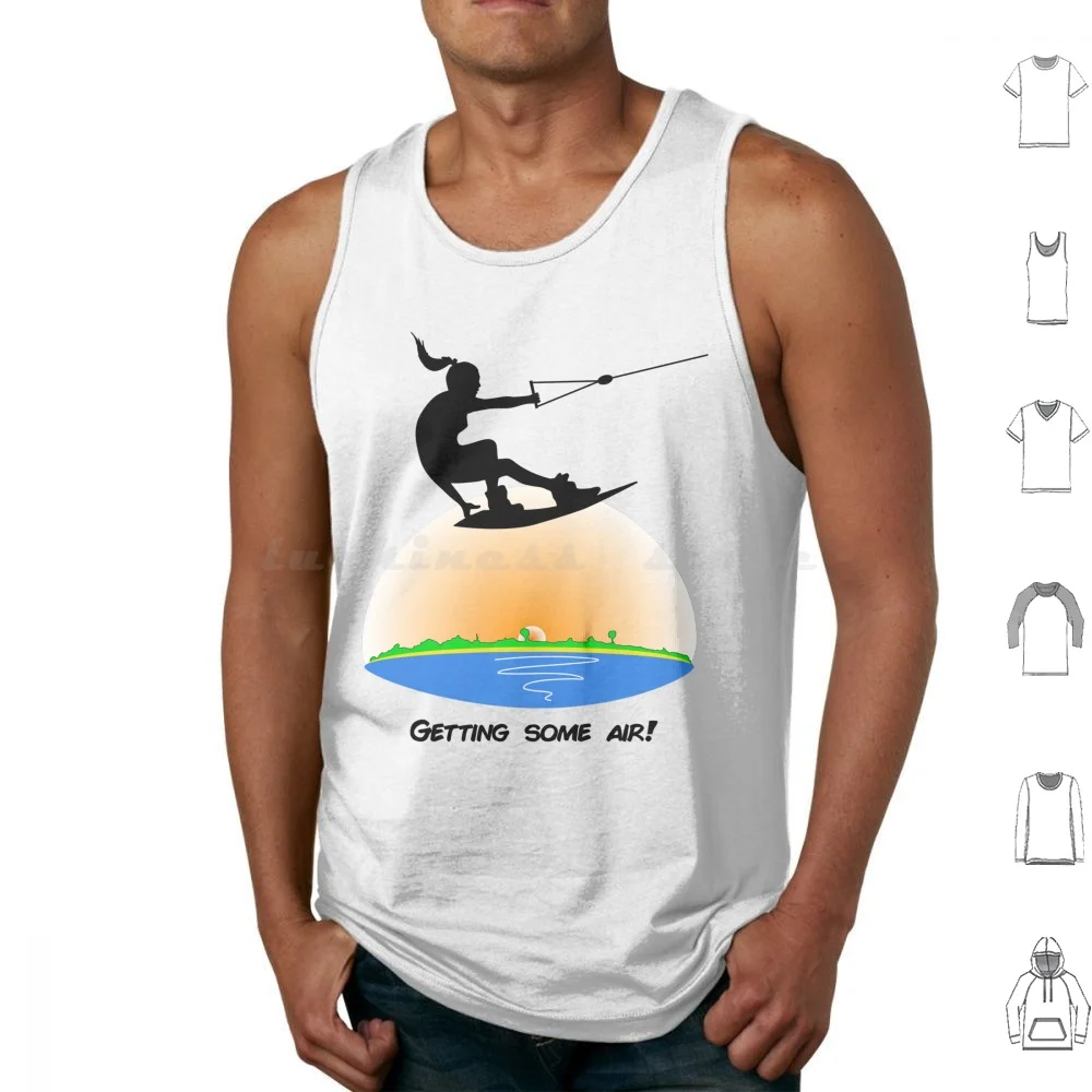 Wakeboarding Girl Getting Some Air Tank Tops Print Cotton Wakeboarding Water Sports Waterskiing Wake Skate Kit Surf