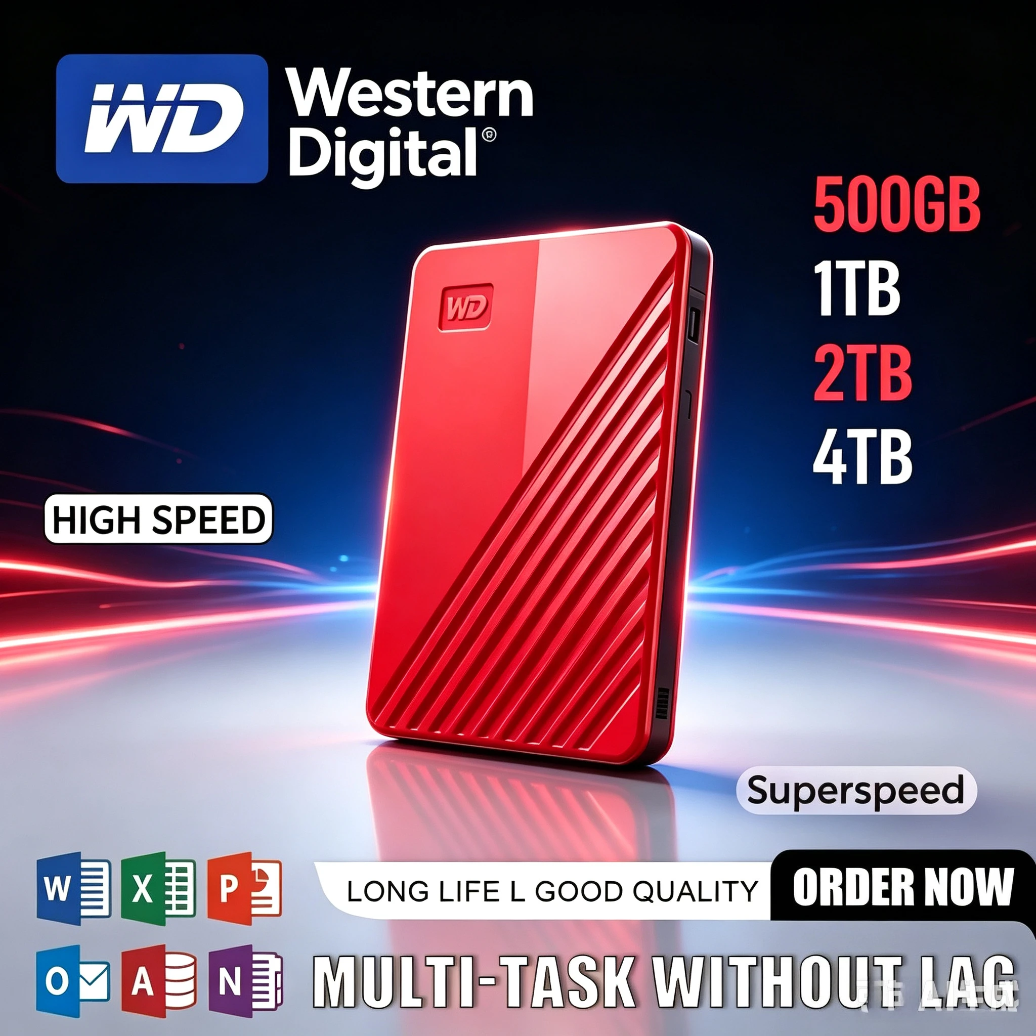 WD My Passport 1TB/2TB/4TB Encrypted High-Speed USB 3.0 External Portable Mobile Storage Disk Hard Drive for Computers