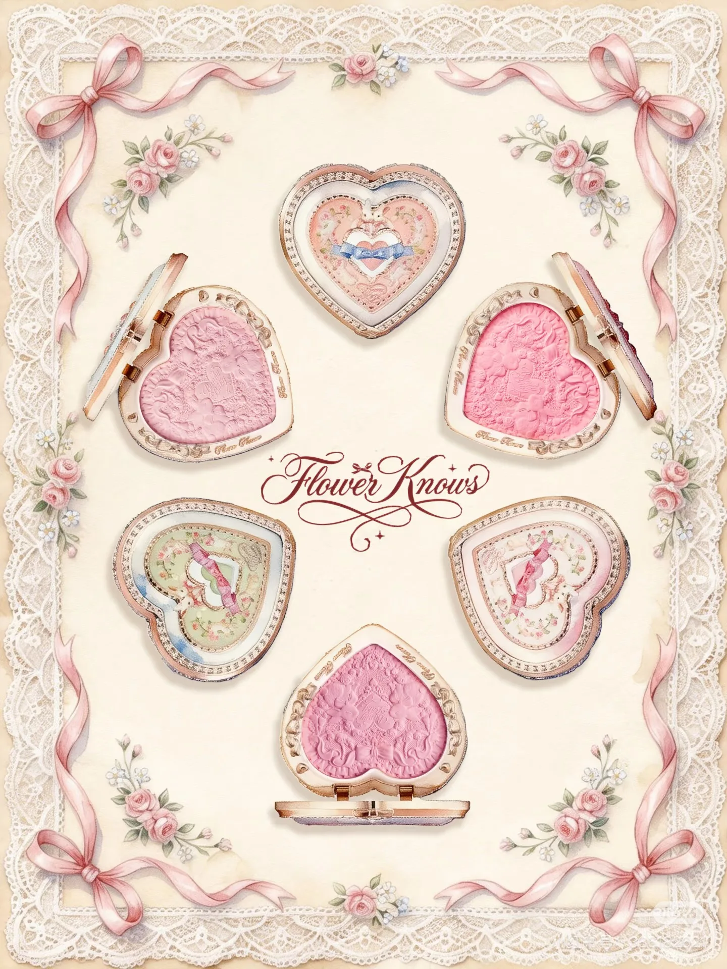 Flower Know Bunny Garden Collection Silk Relief Blush Natural Atmosphere Long-lasting Cheek Facial Makeup