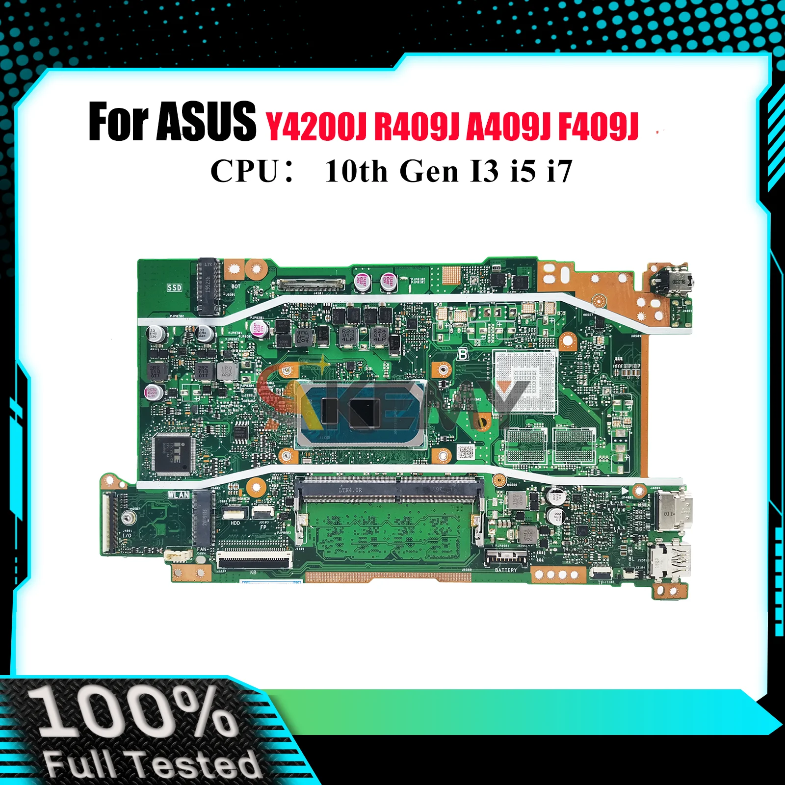 

X409JA Laptop Motherboard For ASUS R409J X409JP X409J Y4200J X409JB F409J A409J Mainboard 10th Gen I3 i5 i7 100% tests OK stk