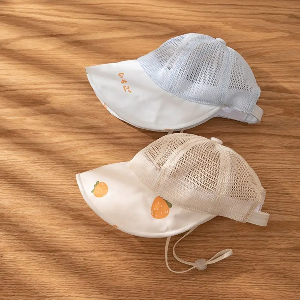 Cute Sun Hats Casual Summer Strawberry Print Sunscreen Cap Portable Mesh Visor Cap for Kids image 3