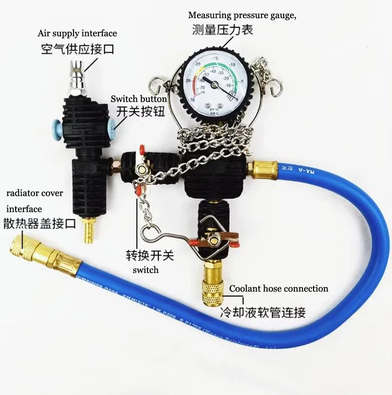 Rilevatore di perdite del radiatore sistema di raffreddamento dell'auto Tester Kit manometro serbatoio dell'acqua rilevatore di perdite strumento di riparazione automatica