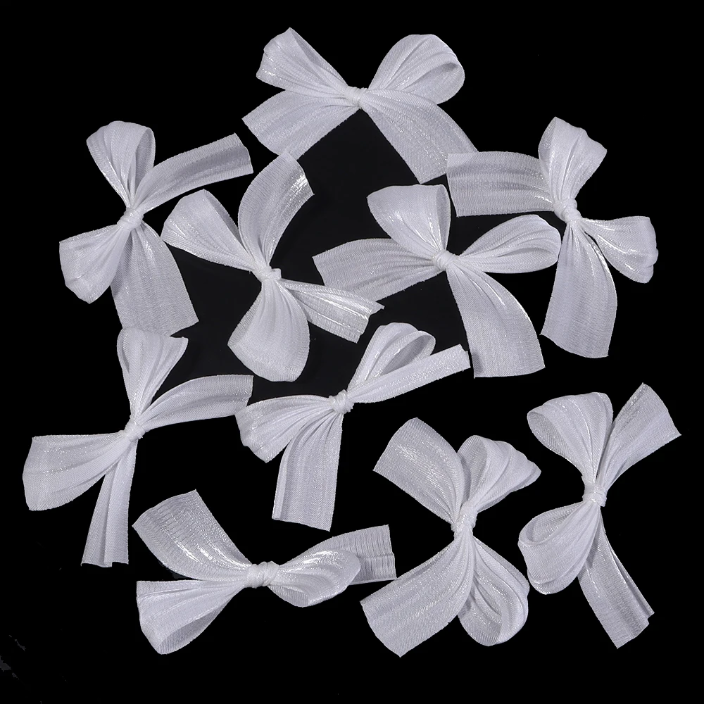 10 Stuks 4x5.5cm Parelmoer Satijnen Lint Strikken Kleurrijke Vouw Kleine Strik Voor Geschenken Bloem Verpakking Deco DIY Bruiloft decor