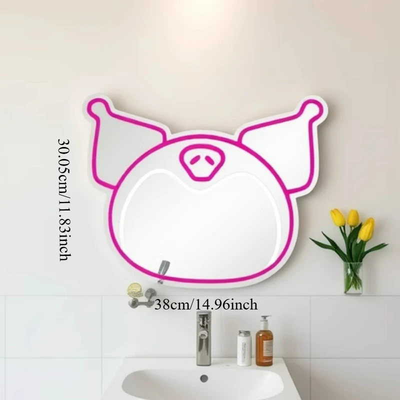 

Зеркало в стиле аниме, неоновая вывеска, светодиодная неоновая зеркальная вывеска для декора комода, настенная подсветка, акриловое зеркало, настенное зеркало для спальни, шкафчика