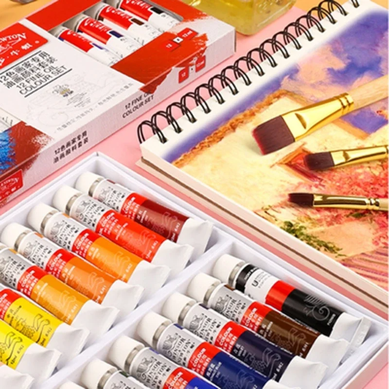 Imagem -03 - Winsor & Newton-tinta a Óleo Cor Profissional Tubo de 12 ml Pigmentos de Pintura Fina com Pincel Paleta Art Supplies 12 18 24 Cores