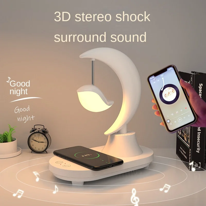 Bluetooth Speaker LED Colorful Atmosphere of the Head of the Bed, Small Night Lamp, Wireless Charging, Creative Birthday Present