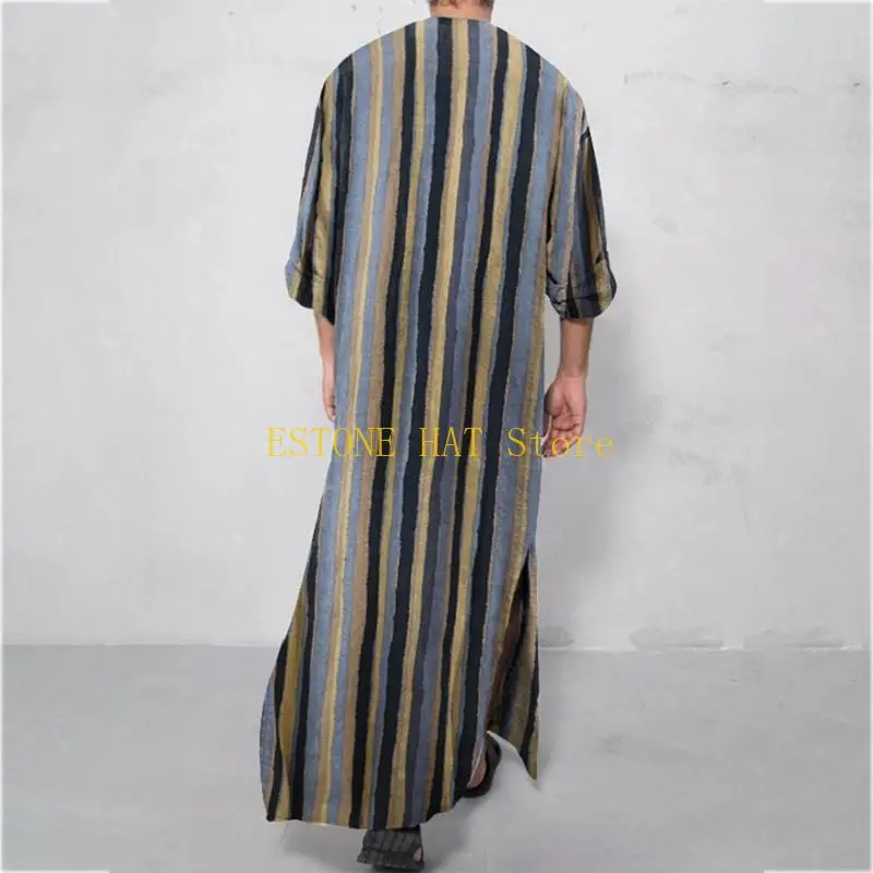 49MF ملابس إسلامية تقليدية في الشرق الأوسط Jubba Thobe رداء رجالي عربي مع جيب