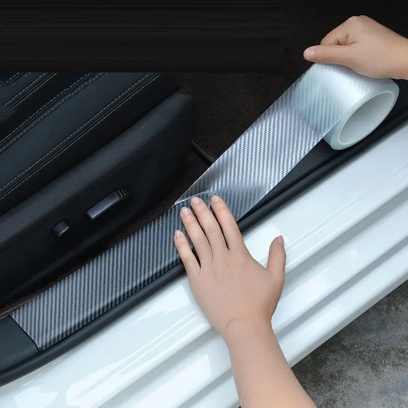 For Hongqi HS5 HS7 E-HS9 H7 H9 Universal Car Door Sill Carbon Fiber Anti-scratch Protection Strips Decorative Trims