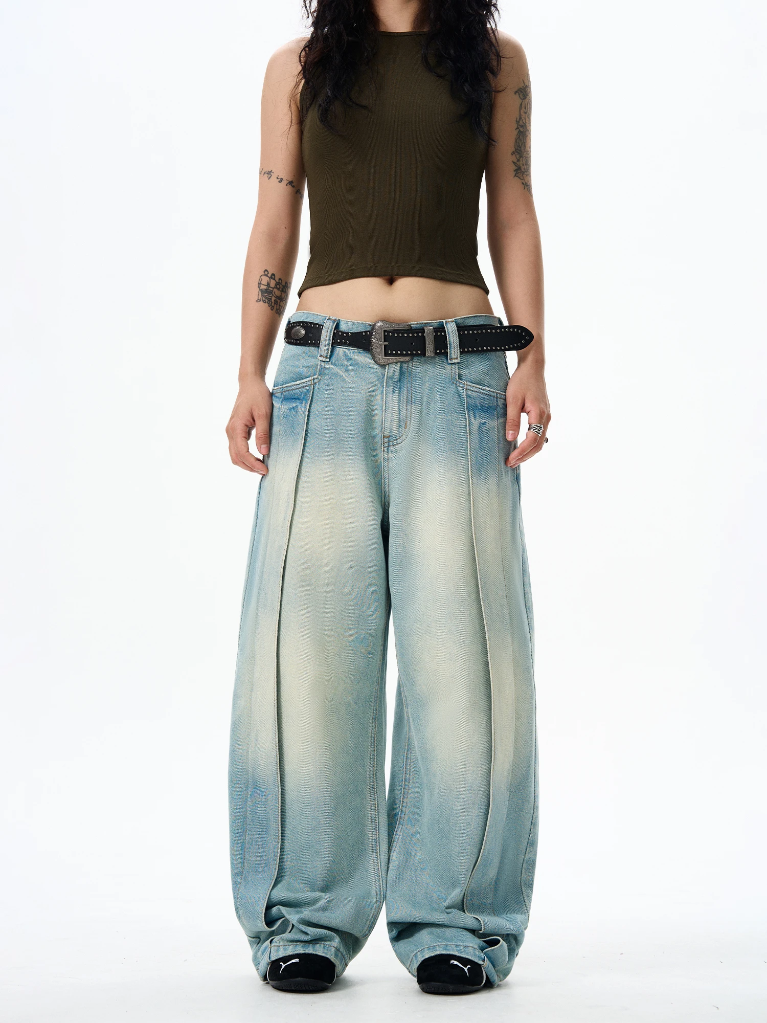 

Джинсы в американском стиле в стиле ретро в стиле пэчворк, свободные прямые широкие повседневные брюки, повседневные брюки для уличной студии