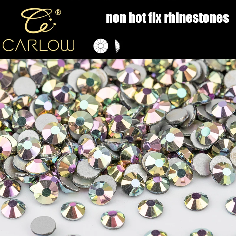 CARLOW Metal Magic Glitter Non Hotfix Rhinestones SS4-SS30 Strass Nails Crystals Nail Accessories YZ-172