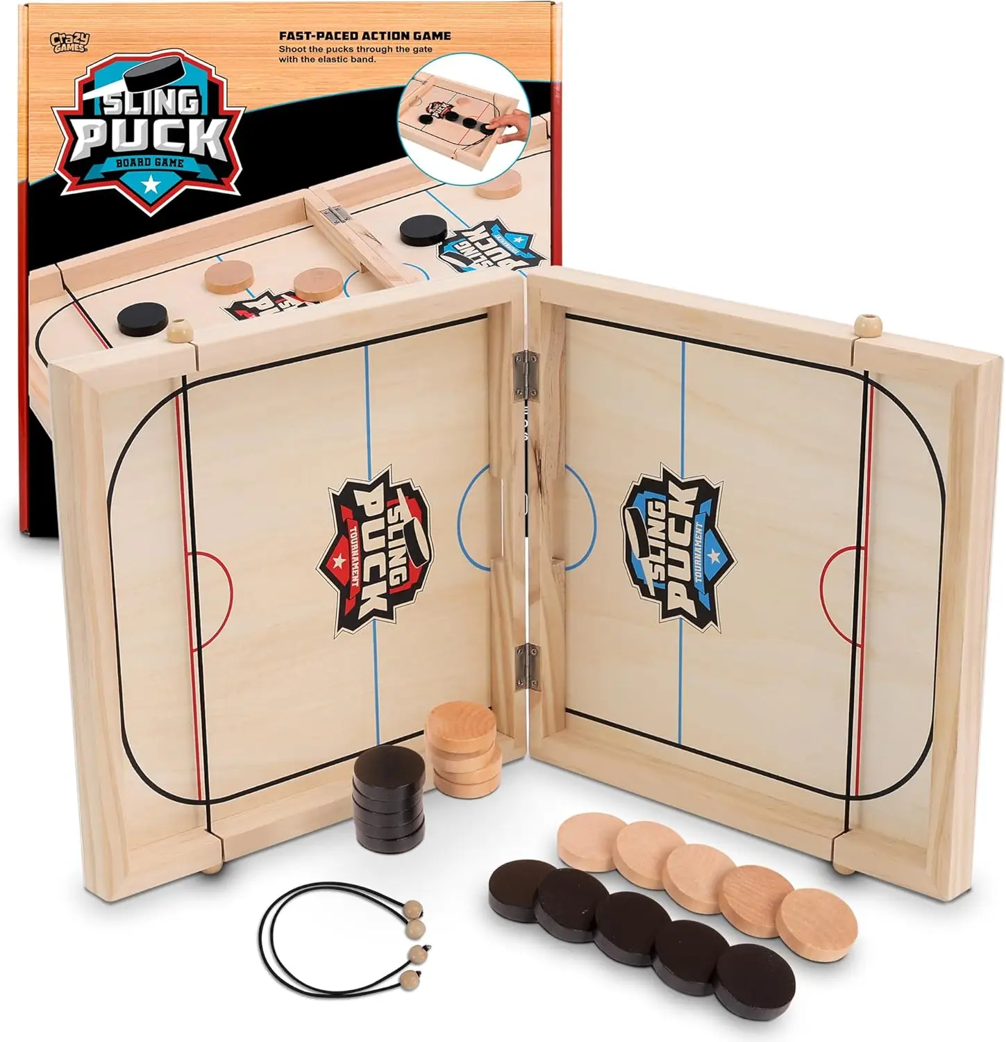 

Fast Sling Puck Board Game for Teens and Adults - Indoor Family Tabletop Fun