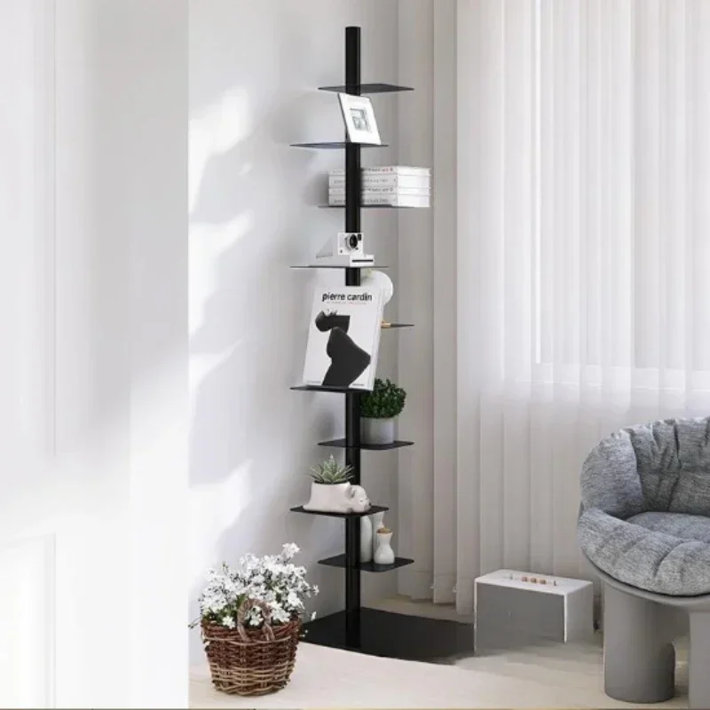 9- Layers Creative Bookcases Iron Rotating Invisible Spiral Bookshelf Living Room Display Shelf Household Corner Room Furniture