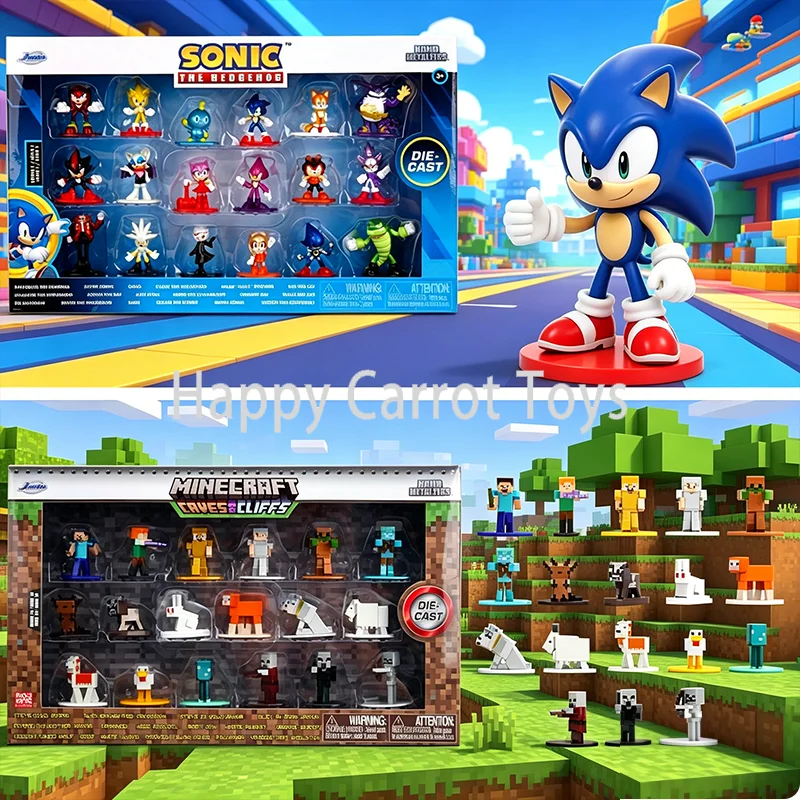 Figuras Metálicas Originales de Jada Sonic The Hedgehog Minecraft de 1.65 Pulgadas, Mini Figuras de Juguete, Regalo para Entusiastas de los Juegos, Regalo para Niños