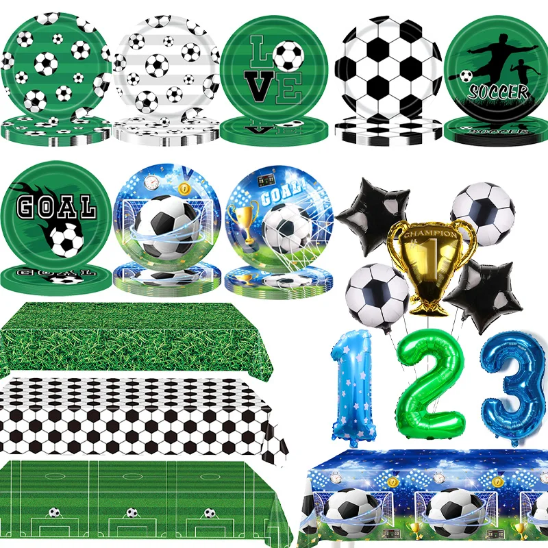 

Football Birthday Party Decorations Paper Plates Tablecloths Birthday Balloons Football Balloons Kids Party kid boys Baby Shower