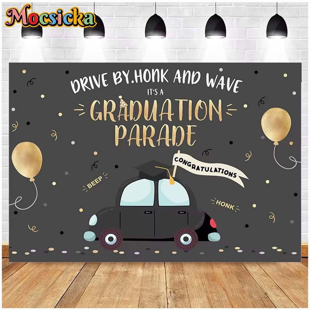 

Mocsicka Graduation Background Car Balloons Ceremony Party Decorations Student Photo Backdrops Photography Shooting Props Studio