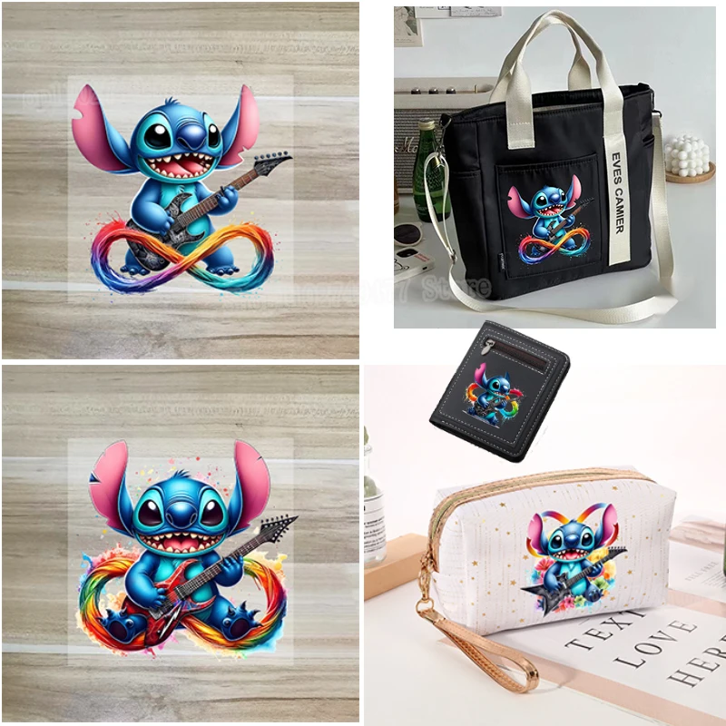 Disney&Stitch Iron Patch Sticker Cartoon Creative Clothes Hats DIY Stickers Water Washed Hot Stamping Stickers Adhesive Paper