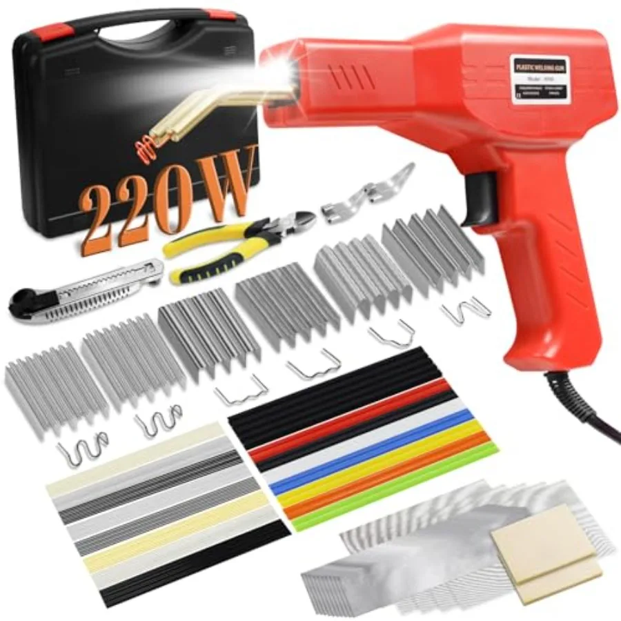 

220w Plastic Welder, Upgraded 2 in 1 Plastic Welding Kit, Plastic Repair Kit 1000pcs Hot Staples and 92pcs Plastic Welding Rods