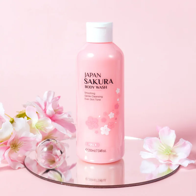 LAIKOU Sakura-Gel de ducha para el cuidado de la piel, loción hidratante, limpieza suave, ilumina los poros, reduce los poros, 200ml