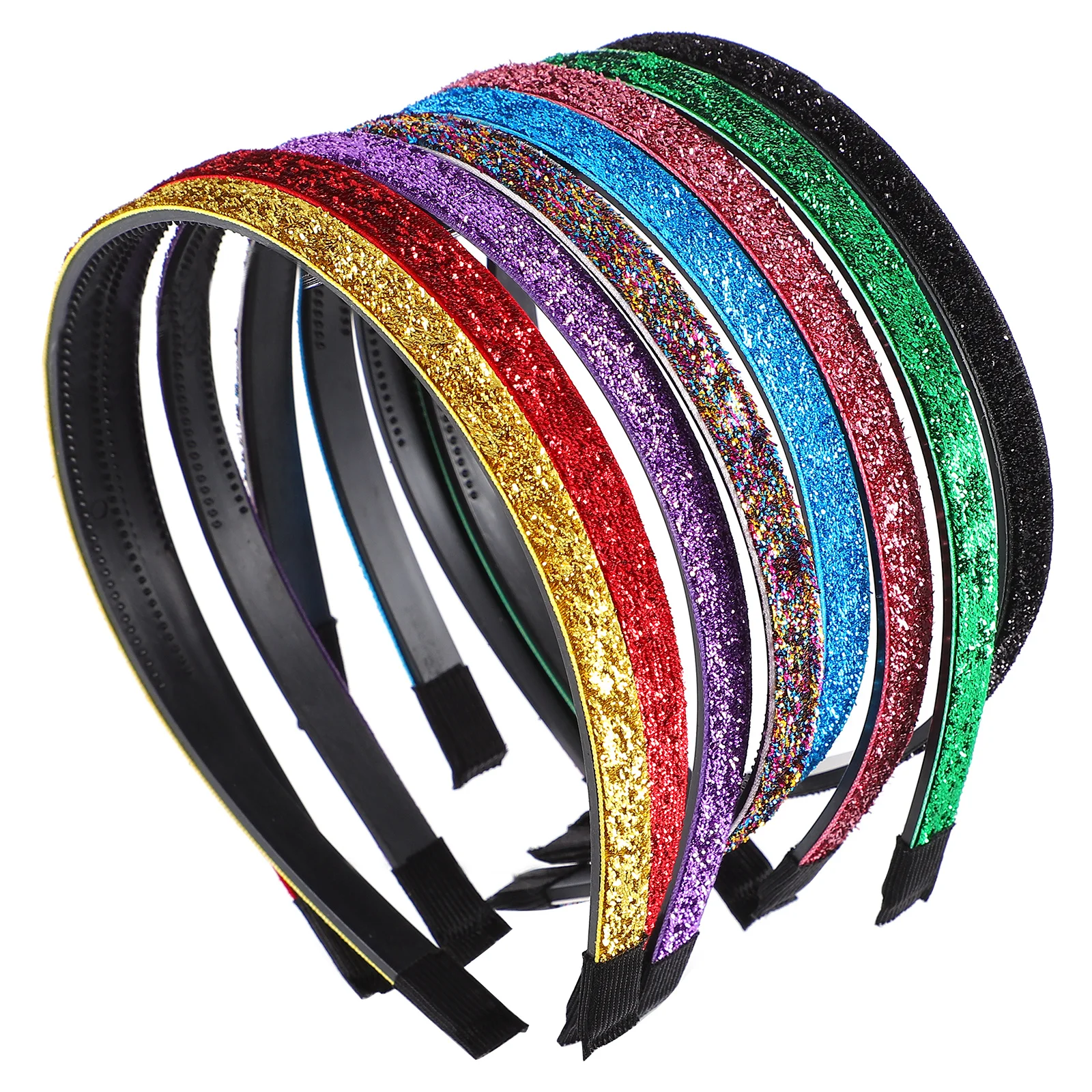 

8Pcs Glitter Hairbands Headbands Bright Colorful Hair Accessories for Teens Women Anti-Skid Party Ceremony Use