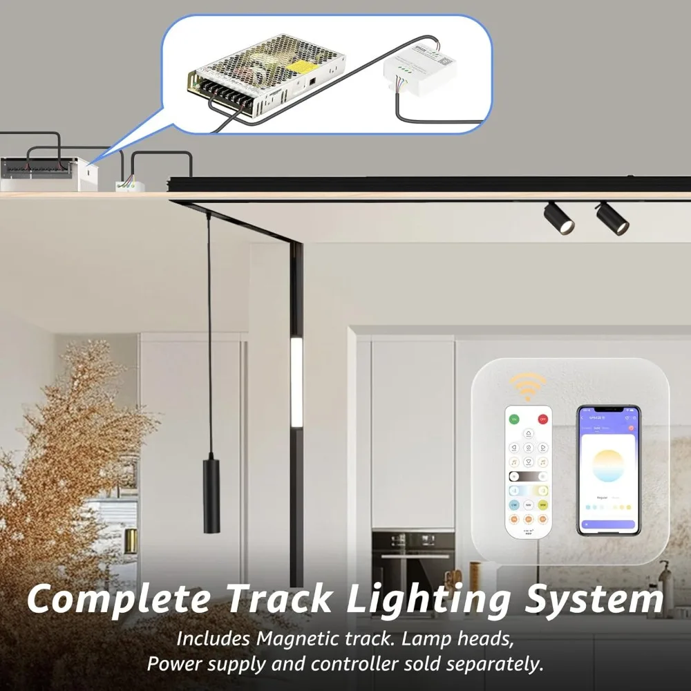 

Hot Sale - Magnetic Track Lighting Rail Kit, 4-Wire Recessed Aluminum Rail for LED Track Light System, Flush Mount 24V