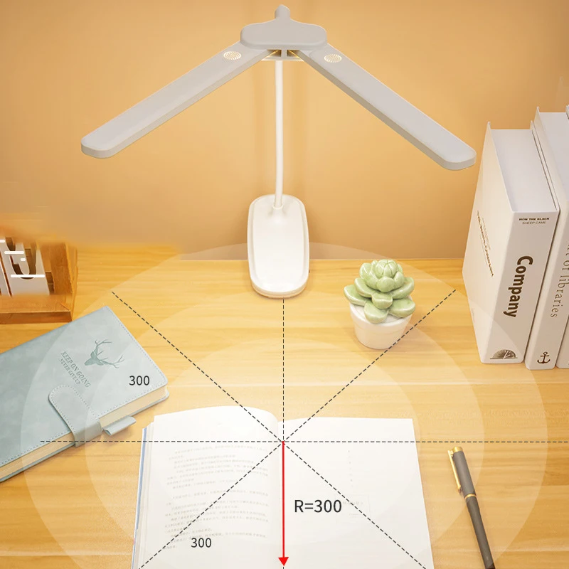 مصباح مكتبي LED مرن مزدوج الرأس لحماية العين 3 أوضاع ألوان سطوع USB قابل لإعادة الشحن 360 درجة °   تدوير دراسة مكتب التحكم باللمس