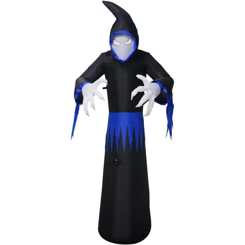 Halloween Decoration 8-Ft Tall Grim Reaper Blow Up Inflatable with Lights and Music, Outdoor Halloween Inflatable Decoration