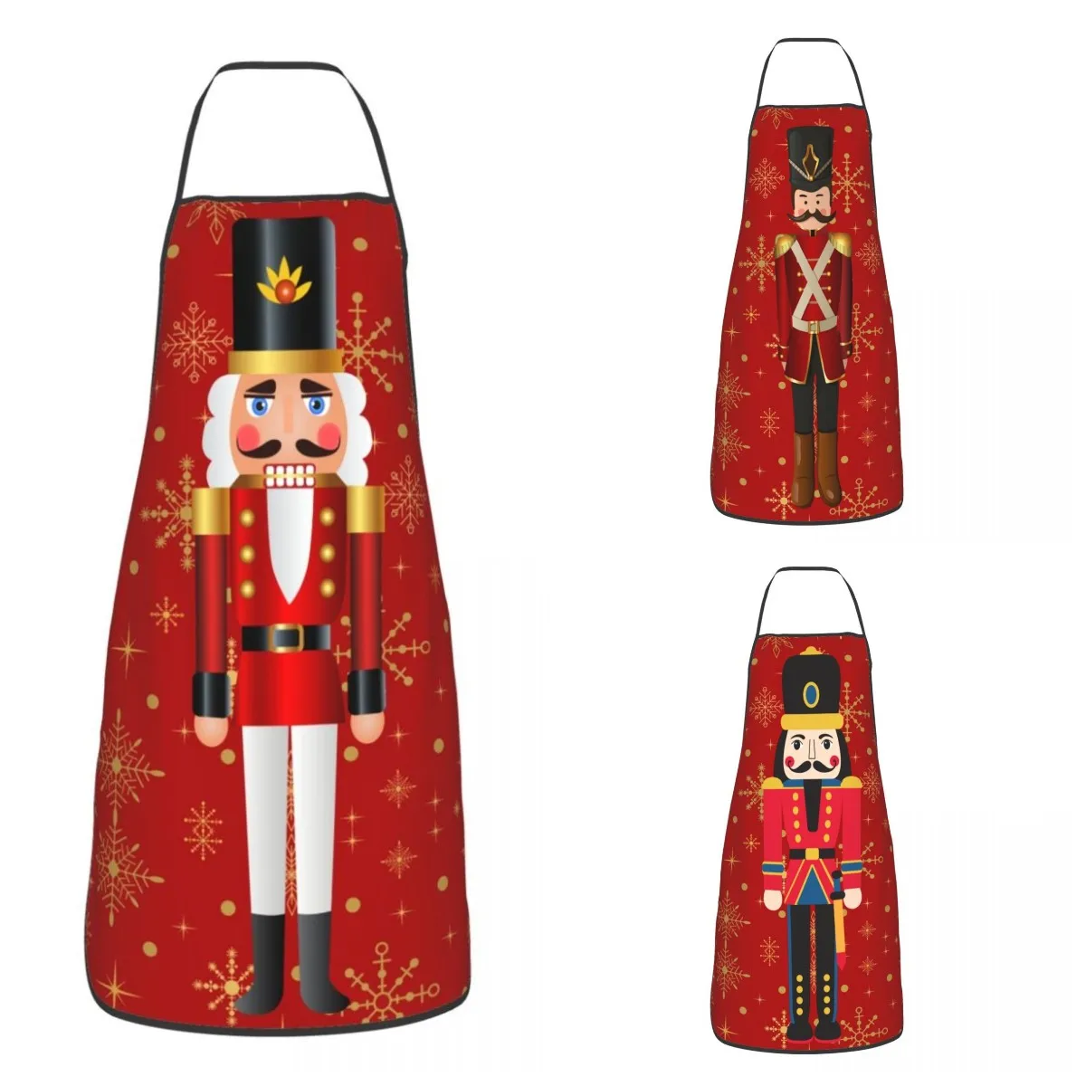 Custom Bib Christmas Nutcracker Toy Soldier Aprons Men Women Unisex Adult Chef Kitchen Cooking Cartoon Tablier Cuisine Gardening