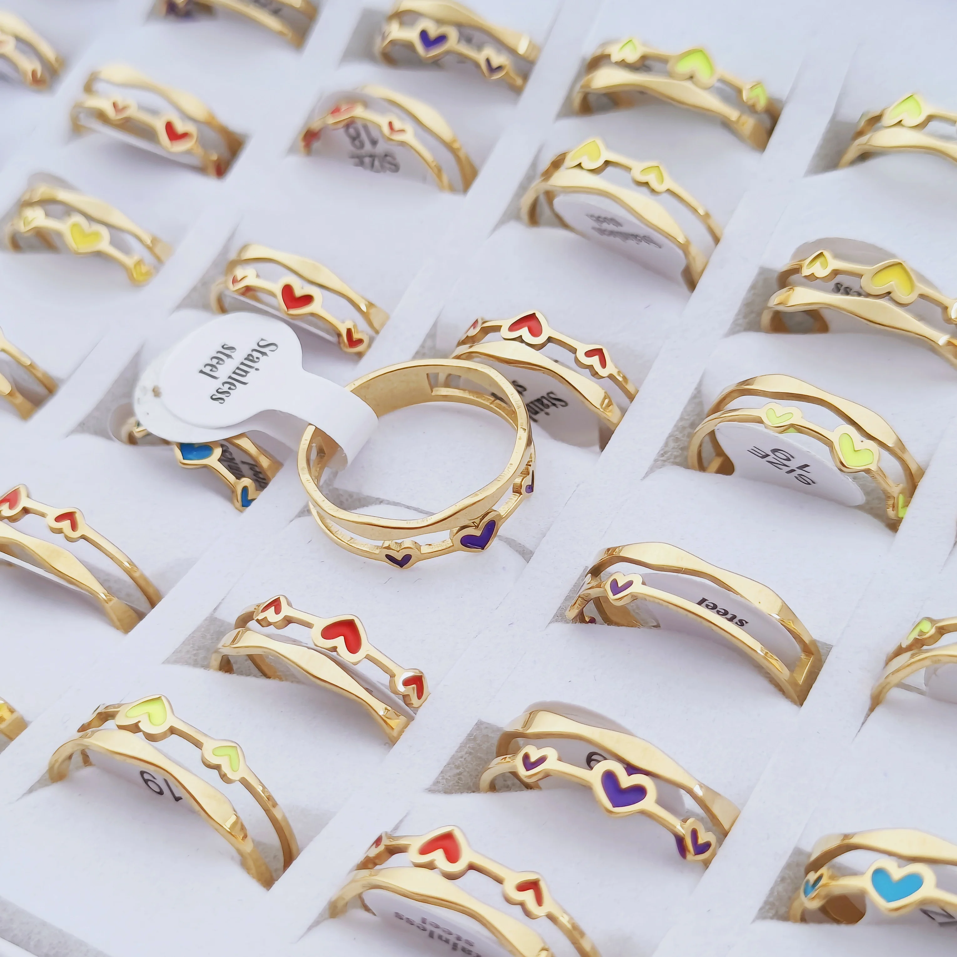 30pcs/Lot Wholesale Stainless Steel Rings For Women Drip Oil Design Love Jewellery Wedding High Quality Gift