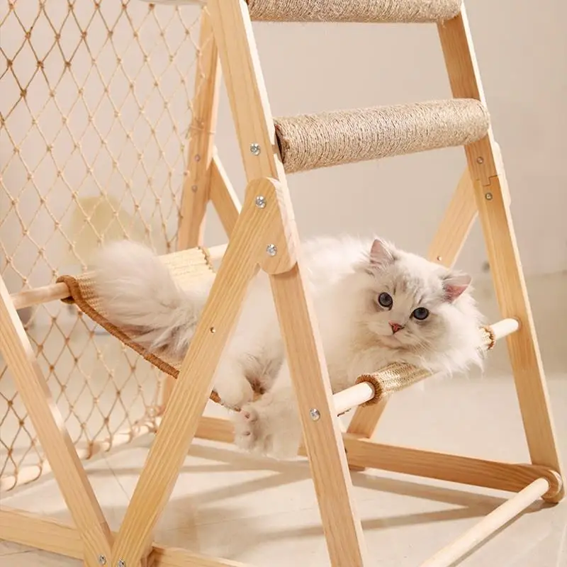 Cat Climbing Frame Solid Wood Sisal Cat Scratching Board Nest Sisal Wear-resistant And Non-shedding Hammock Pet Supplies